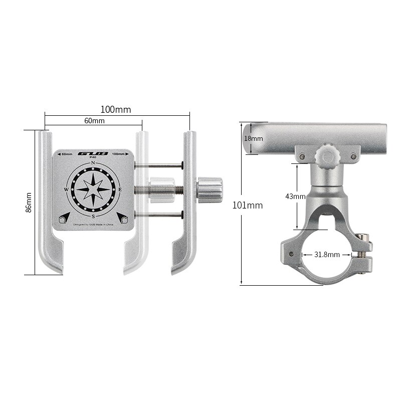 Gub P40 Aluminium Fiets Mobiele Telefoon Houder Fiets Motorfiets Elektrische Voertuig Stuur Bracke Outdoor Fietsen Accessoires
