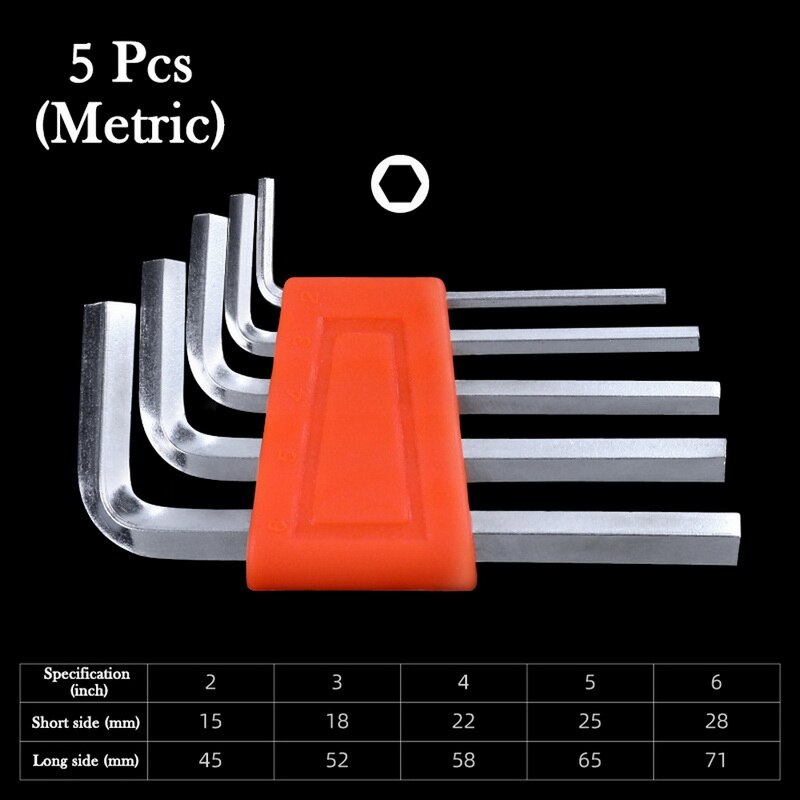 1.27-6MM 5/8/11PCS Allen Wrench Metric Wrench Inch Wrench L Wrench Allen Key Short Arm Tool Set