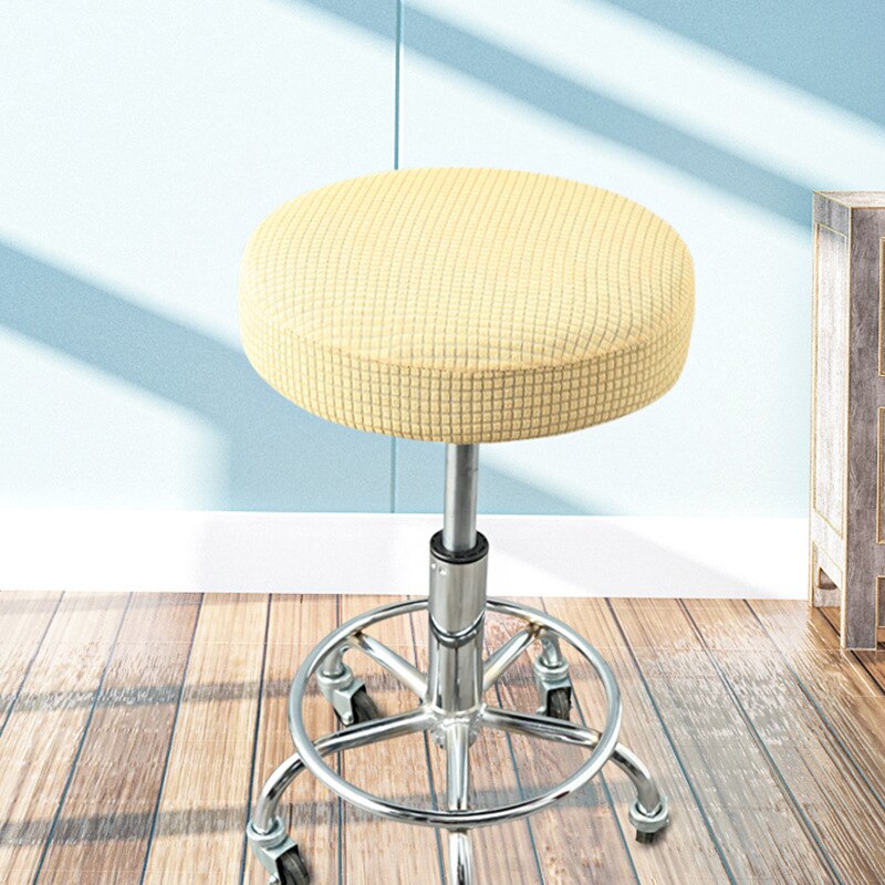 Seat Stoel Hoes Verdikte Ronde Stoel Cover Barkruk Cover Elastische Rekbaar Polyester Ronde Wasbare Kruk Case: YELLOW