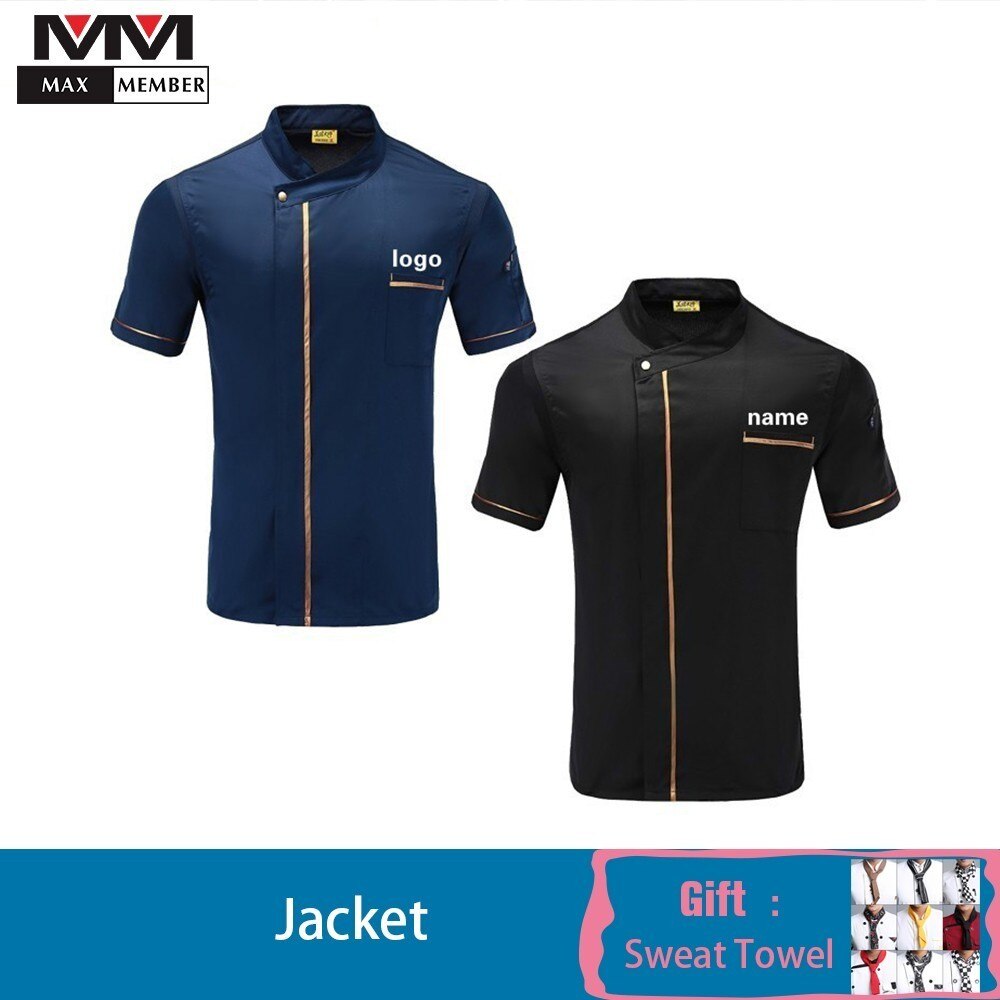 Phnom Penh Chef Uniform Short Sleeve Cook Jacket Summer Restaurant Hotel Cafe Hair Salon Work Shirt Unisex Estampar El Nombre