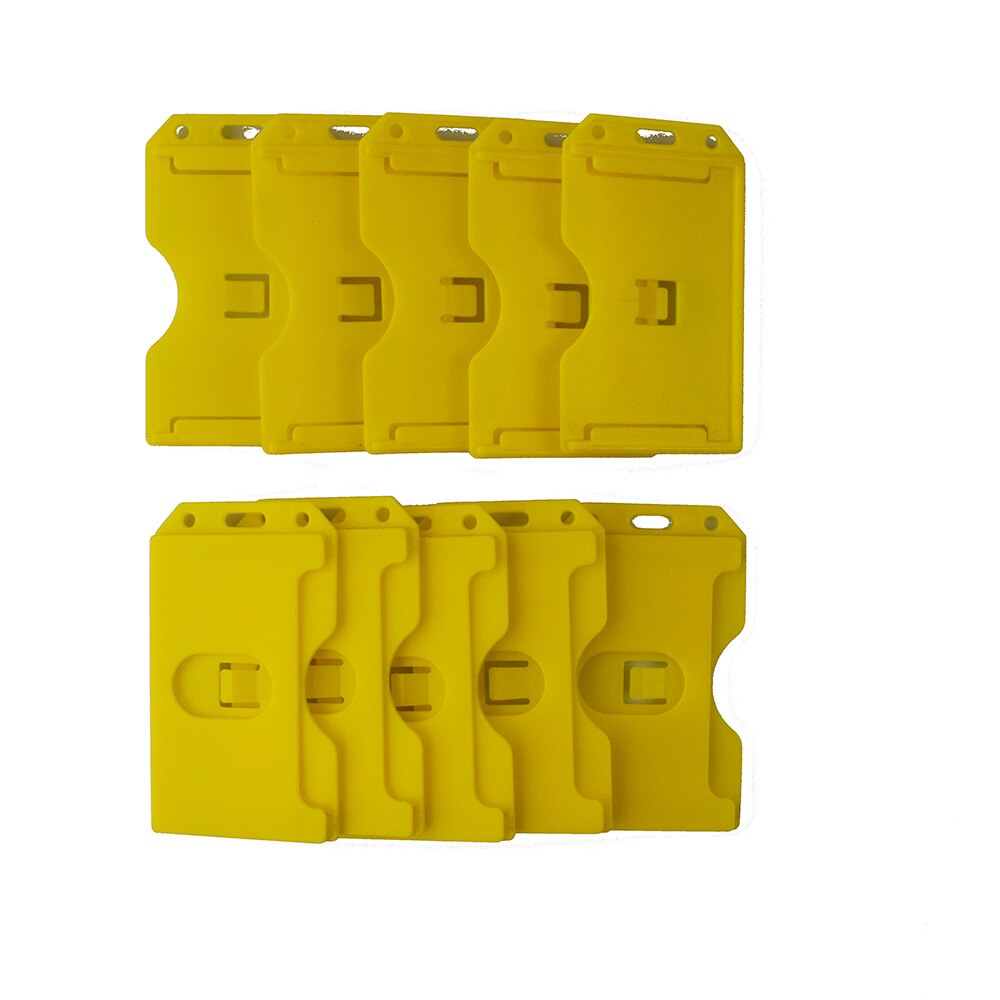 Pack of 10 Heavy Duty Rigid ID Badge Vertica Card Holders 2-Sided Open Faced Rigid ID Card Holder Business Name Card Organizer: Yellow