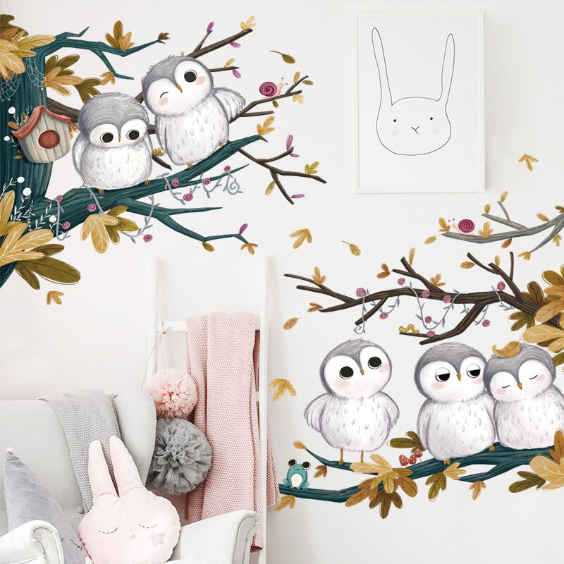 Cartoon Cute Animal Owl Wall Decoration Decals Kindergarten Classroom Children's Room Decoration Wall Stickers