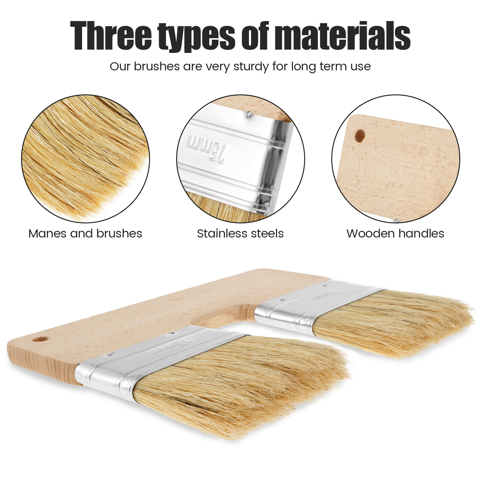 Dubbele kwast U-vormige dubbele kleurborstel Herbruikbare dubbele kop schilderkwast Dubbele kleurborstel 7,68 inch muurkwast