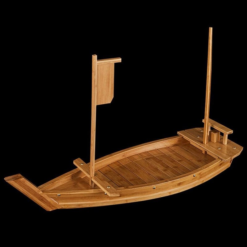 White Wooden Dragon Boat Seafood Salmon Sashimi Boat Wooden Dragon Boat Dry Ice Boat Seafood Boat