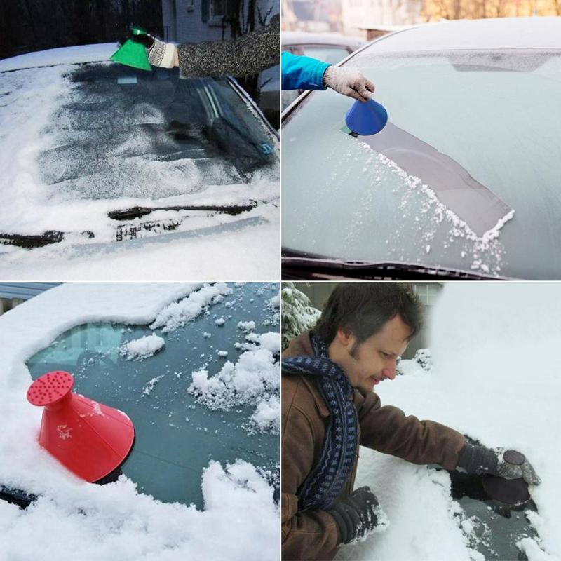 Auto Car Magic Window Windshield Car Ice Scraper Shaped Funnel Snow Remover Deicer Cone Deicing Tool Scraping ONE Round