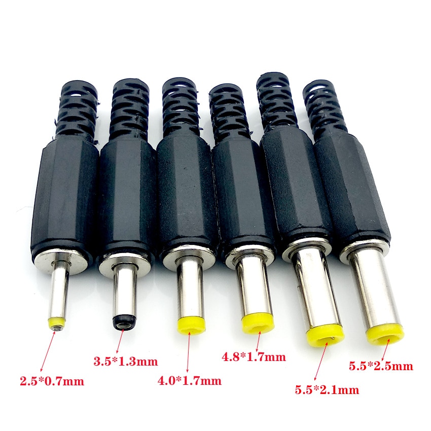 5Stck 2,5*0,7 3,5*1,3mm 4,0*1,7mm 4,8*1,7mm 5,5*2,1mm 5,5mm X 2,5mm Männlich Jack DC Energie Steckdose Jack Adapter Adapter Stecker