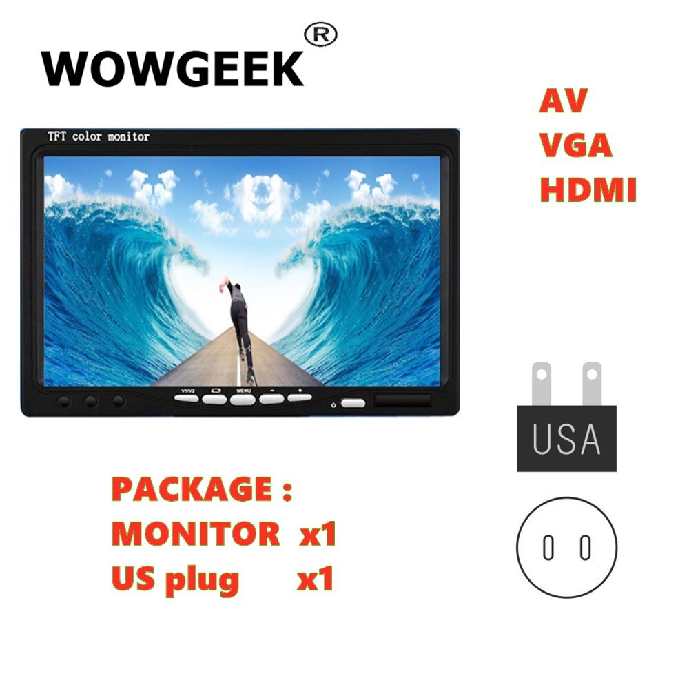 7 Inch Portable Monitor Car Desktop1024x600 Display HDMI-Compatible/VGA/AV Photography Tv-Box Raspberry Pi Switch/router config: m-us