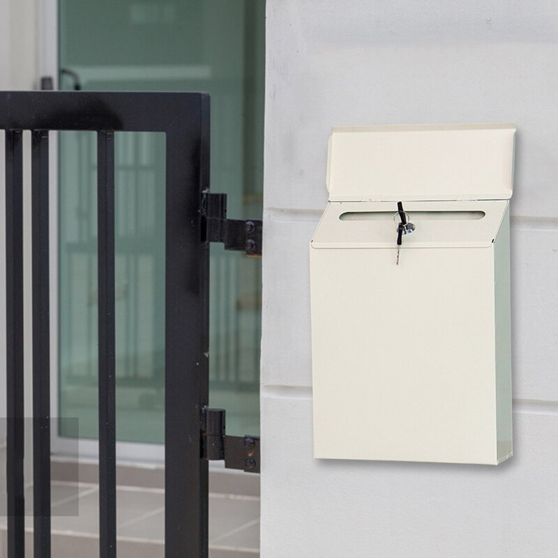 Best 1Pcs Modern Mailbox Comment Letter Deposit Suggestion Box Secured Payments Key Paperwork Secure Postbox Decor: white