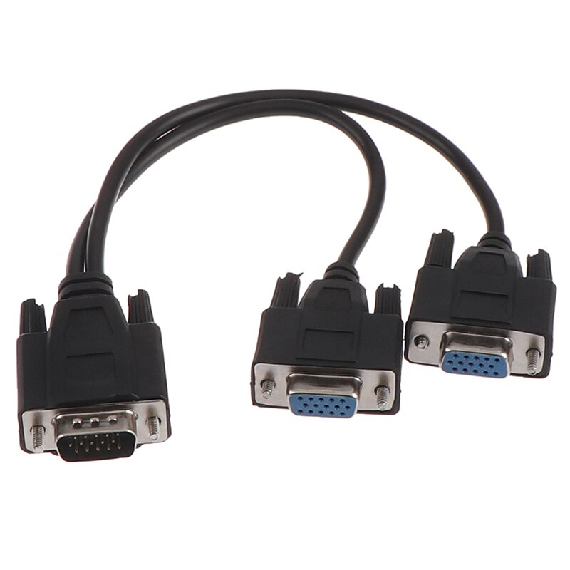 1Pc 27Cm Display Kabel 15Pin Vga Male Naar 2 Vga Svga Vrouwelijke Adapter Splitter Video Monitor Cable