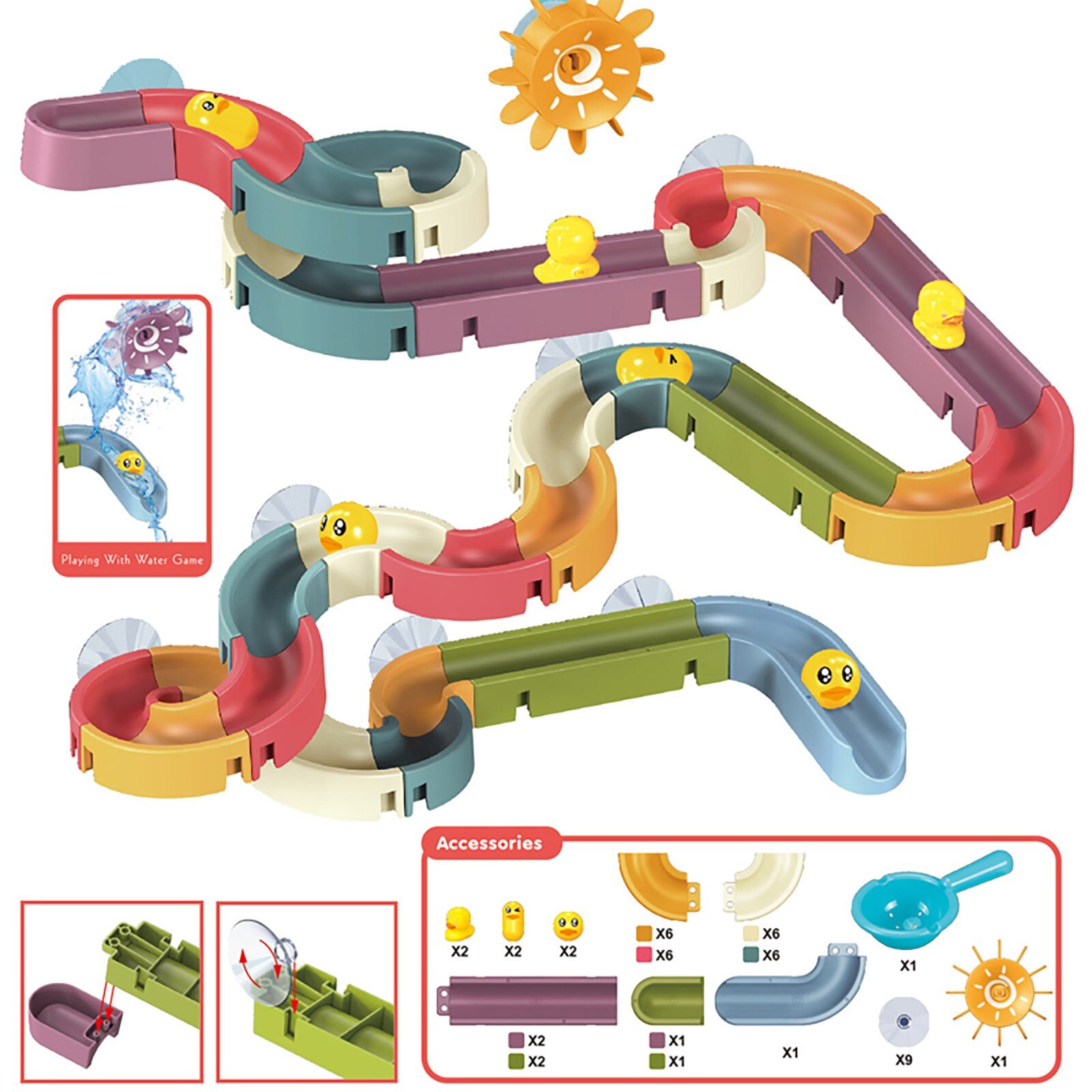 Bath Toys Fun DIY Slide Indoor Waterfalls Track Stick to Wall Bathtub Toy Play Water Games Tool Bathing Shower Games Toy