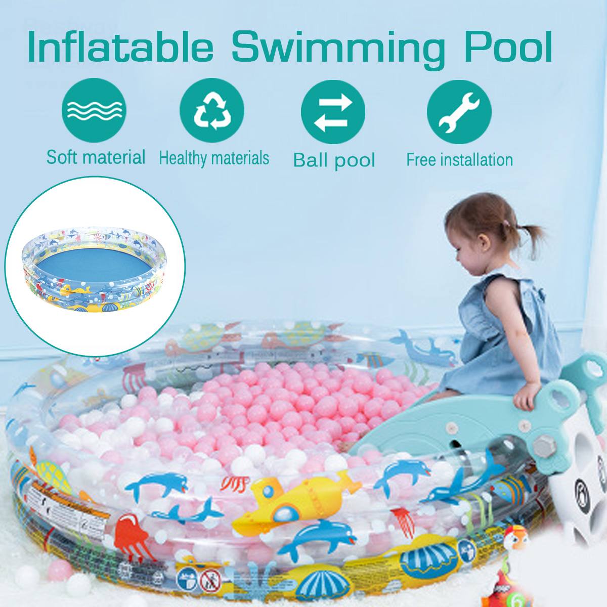 Hjem oppustelige baby swimmingpool bærbare bolde lege pool bærbare foldbare kugle vaskbare skridsikre ocean børn sikkerhedsbarriere