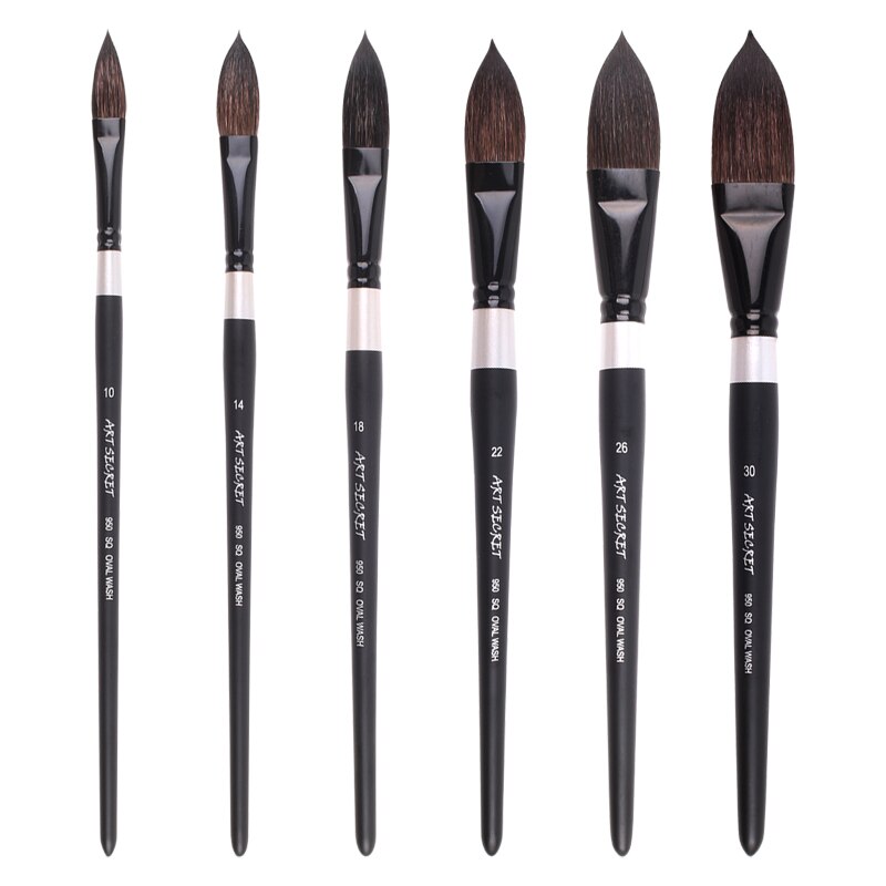 Pincel ovalado de para acuarela de ardilla, Gouache/mopa, pincel artístico para lengua de gato, suministros de arte para pintura