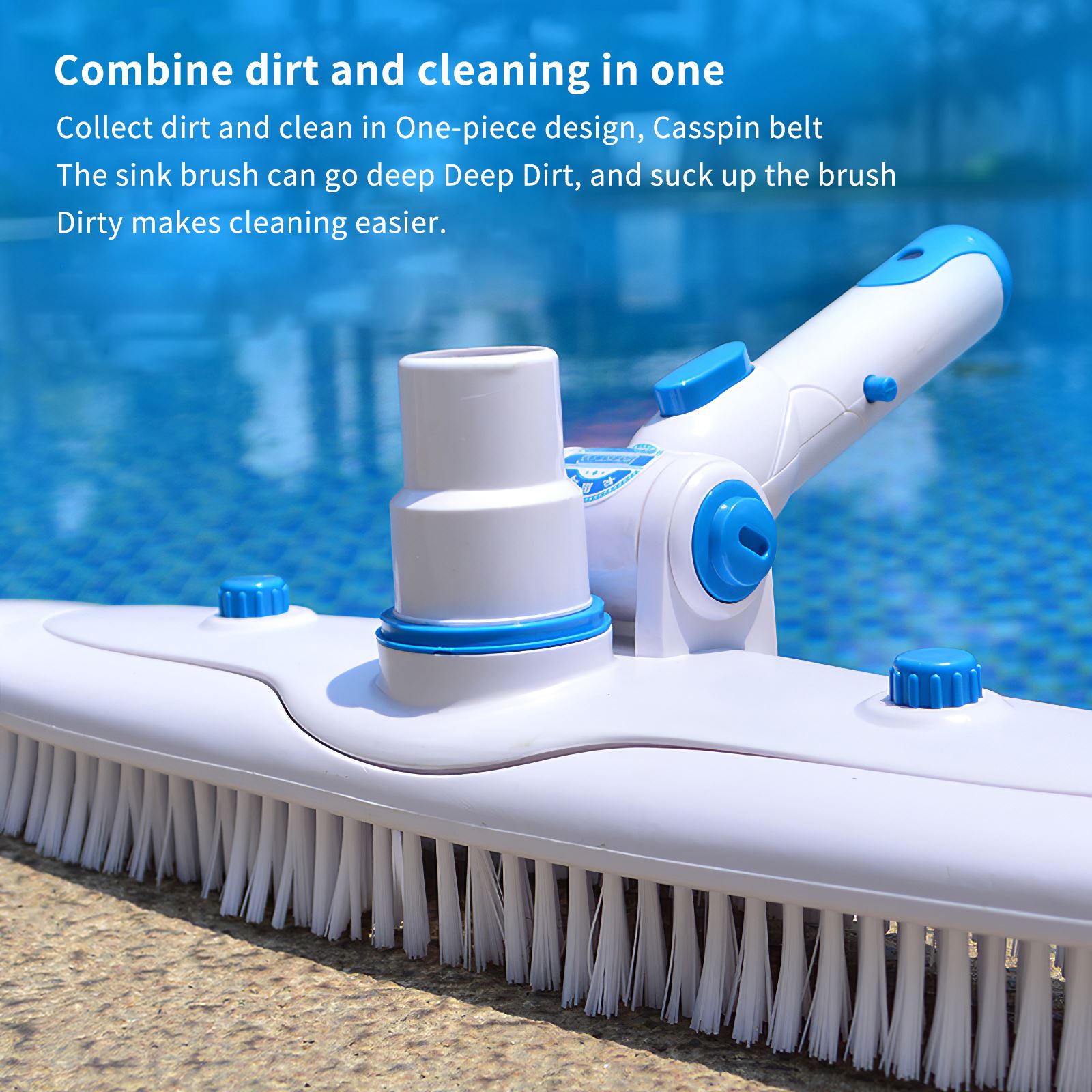 Swimming Pool Cleaning Brush With Removable Adjustable Suction And Cleaning Nylon Floor And Wall Brush For Swimming Pool Spa