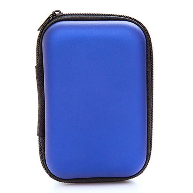 Headphone Case Container Cable Earbuds Data Wire Phone Charger Earphone Storage Box Package Bag: Deep Blue