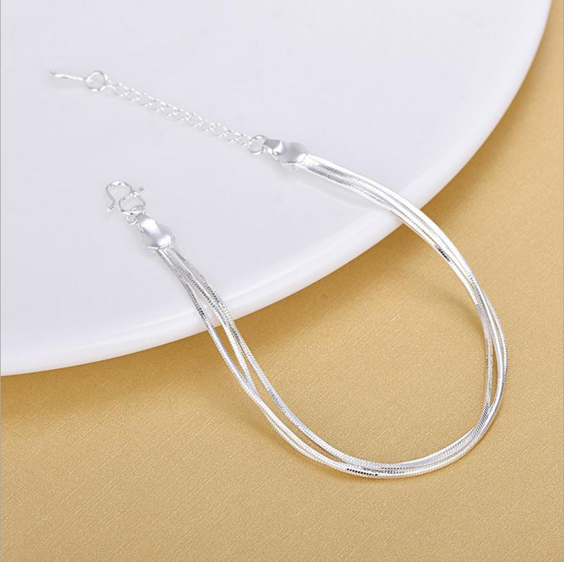 LUKENI di Alta Qualità In Argento Sterling 925 Cavigliere Per Le Donne Dei Monili Di Modo Multi Strato Catena Del Serpente Braccialetti Ragazza Per Il Regalo Femminile