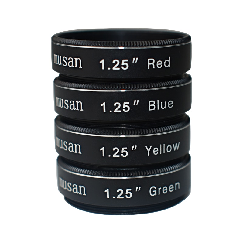 4 pièces 1.25 pouces Standard rouge jaune vert bleu couleur ensemble de filtres pour télescope oculaire pour l'observation lunaire/planétaire