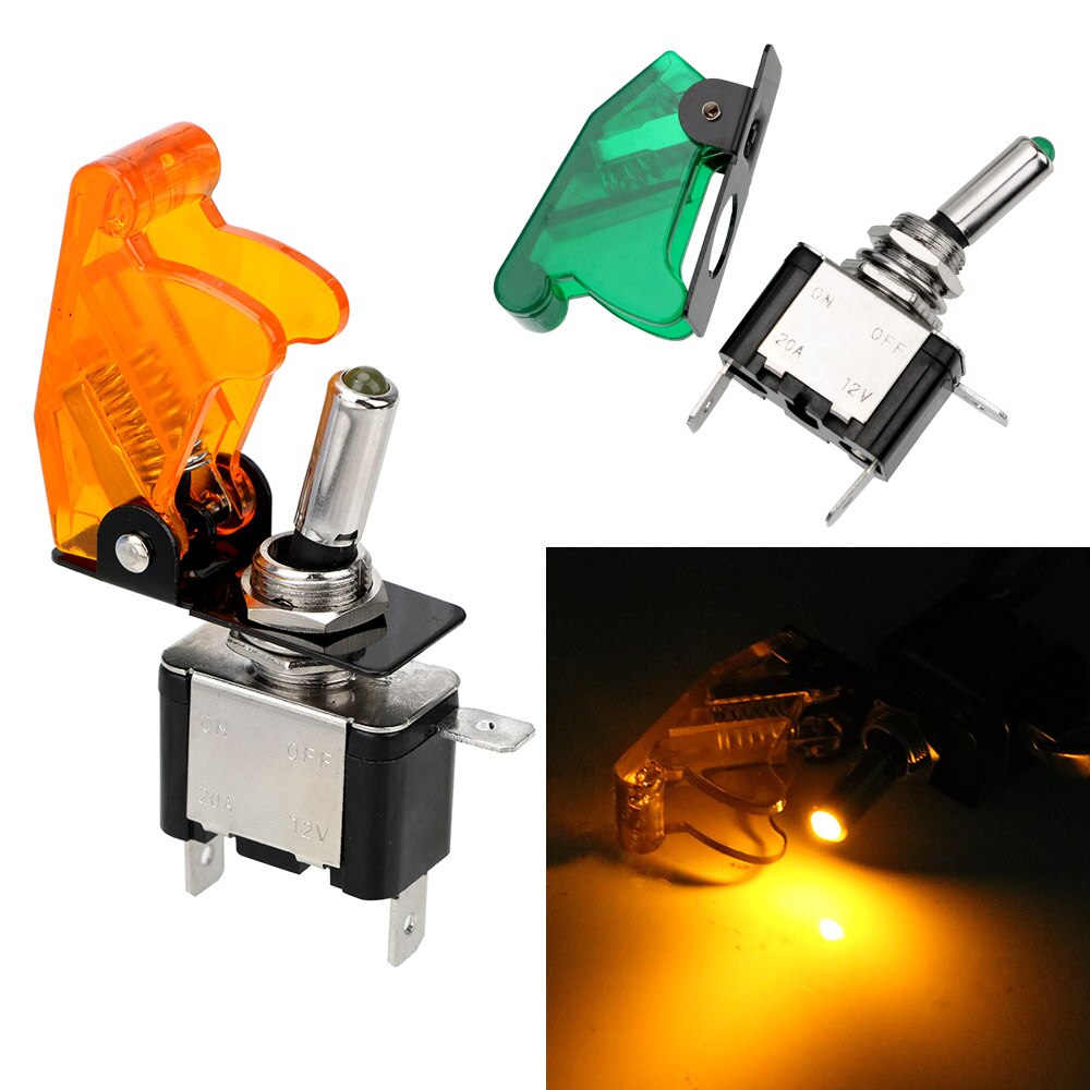 Leepee 12v 20a med beskyttelsesdeksel spst vippebryter ledd bryter kontroll på / av vippebryter bil auto deksel ledet lys