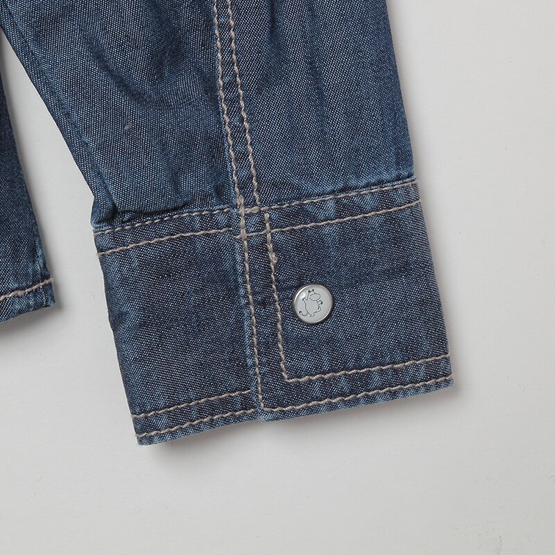 Moomin piger skjorte efterår 100%  nylon piger langærmet skjorte bredstof unisex blå jeans skjorte