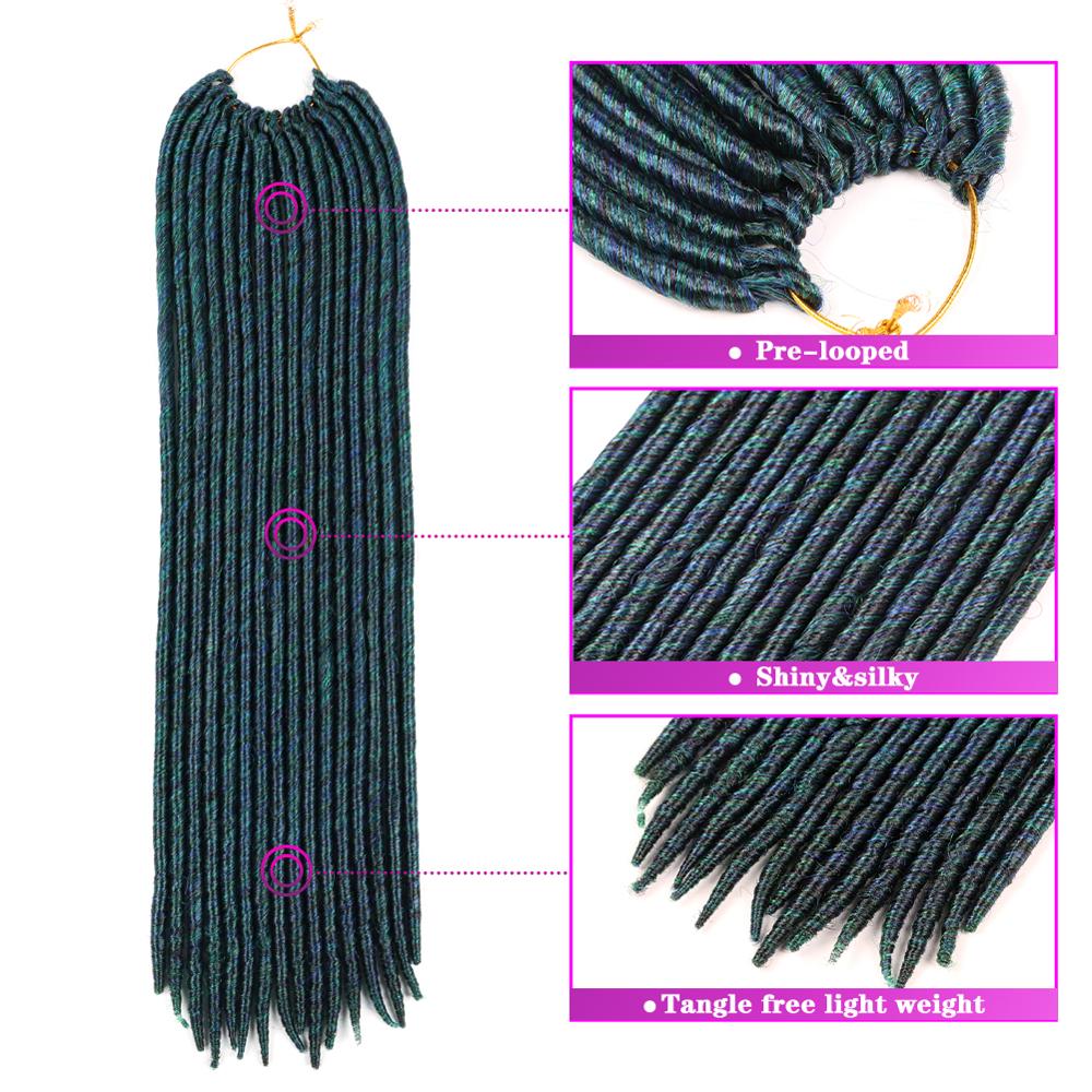 DAIRESS 18" Mix Green Blue Faux Locs Crochet Braids Dreadlocks Extension 16Roots Goddess Faux Locs Braiding Hair Crochet Braids