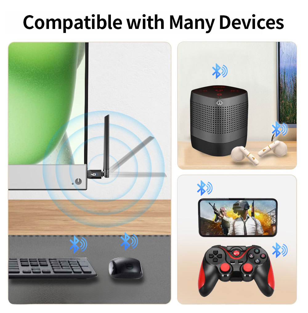 200m usb bluetooth 6.0 dongle adapter voor pc-luidspreker, draadloze muis, toetsenbord, muziek- en audio-ontvanger/zender bluetooth
