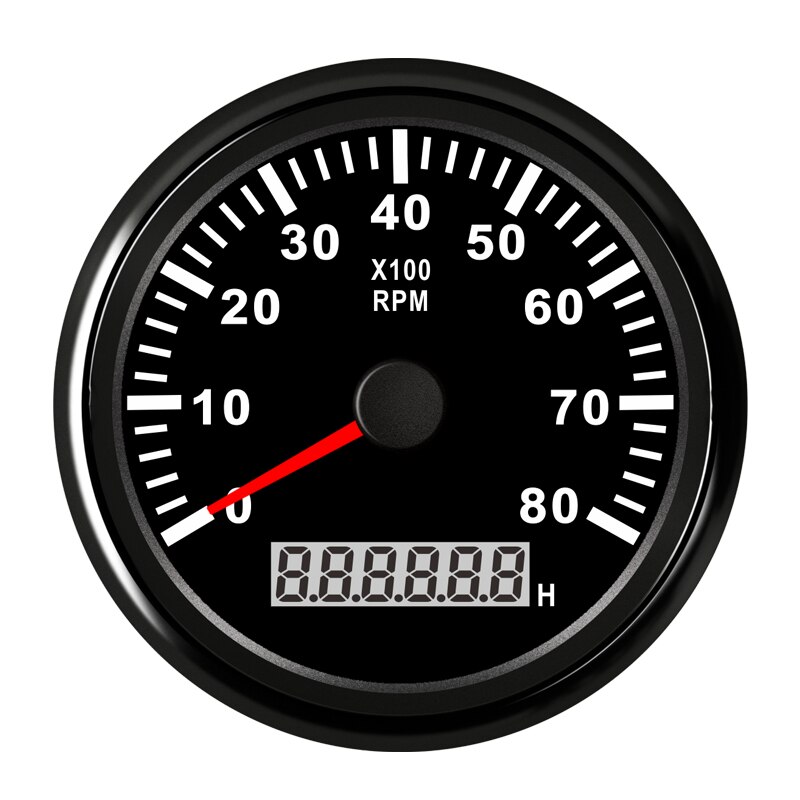 Marine Tachometer 8K Digital Meter fit Car Boat Diesel Generator Engine Gasoline Engine With Red Backlight 12-24V: BN