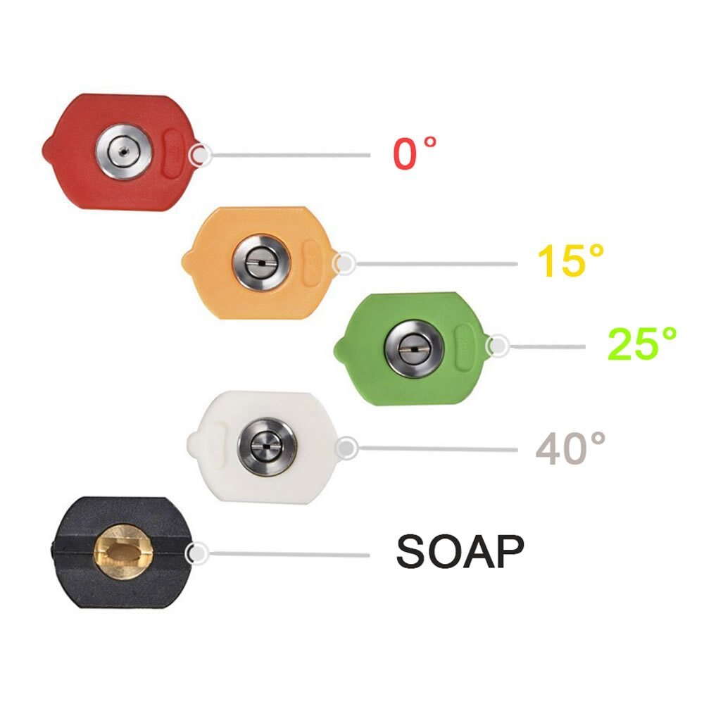 Sneskumdyse højtryksrenser sprøjtedysespidser flere grader ,1/4 tommer 3.0 gpm dyser til biler højtryksrenser