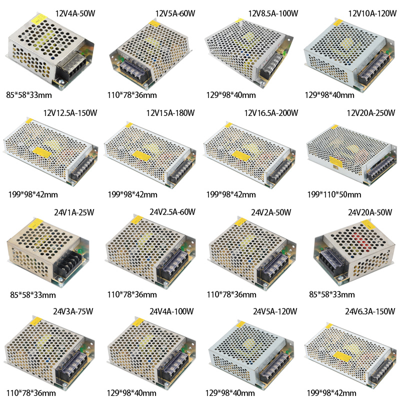 Schaltnetzteil 110V/220V AC DC 5V 12V 24V 36V 48V 1A 2A 3A 4A 5A 6A 8A 10A 11A 12A 15A 16A 20A LED-Beleuchtungstransformator