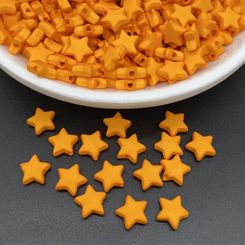 100 unids/lote 9mm cuentas acrílicas con forma de estrella de Color puro espaciador suelto para hacer joyería colgante collar pulsera hecha a mano DIY: Azul