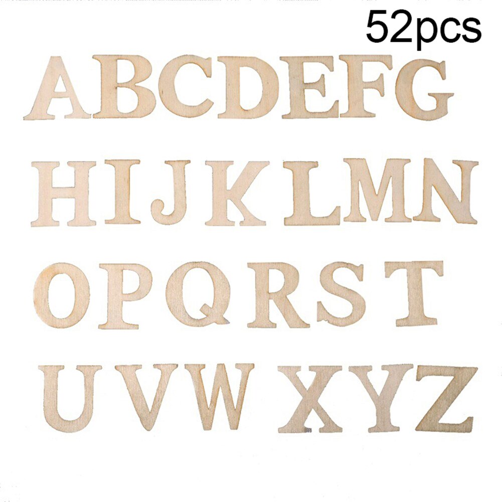 Letras de madera en inglés, placas con letras mayúsculas en inglés, manualidades, decoración artesanal, retales Educativos para el hogar hechos a mano, 52 Uds.