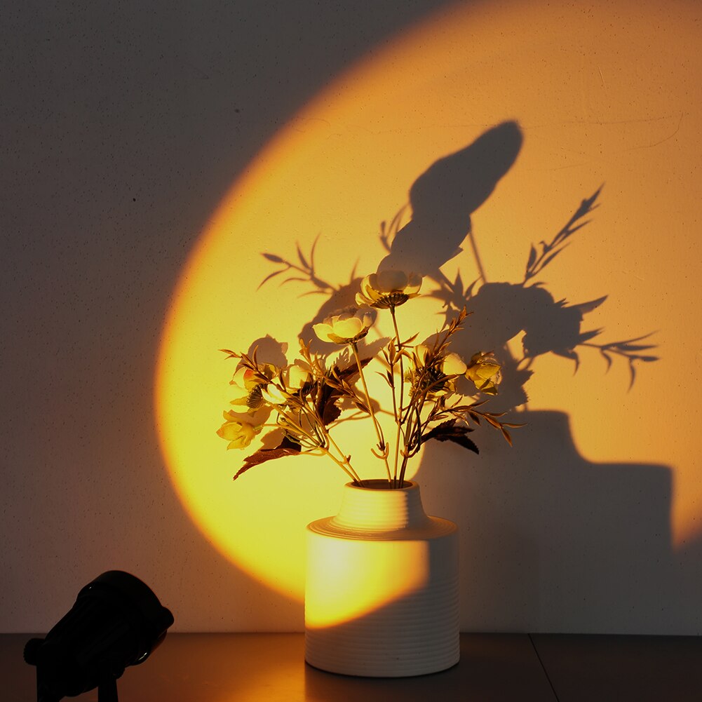 Room Decor LED Afterglow Lamp Projection USB Rainbow Projector Lamp Bedroom Take Photoes Neon Light Indoor Night Lighting Decor: Sunset yellow