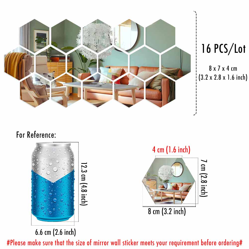 MCDFL-pegatinas de pared de espejo acrílico hexagonal, azulejos decorativos, autoadhesivos, estéticos, decoración coreana para el hogar, Panel de maquillaje de ducha: 86 x 86 cm / Marrón