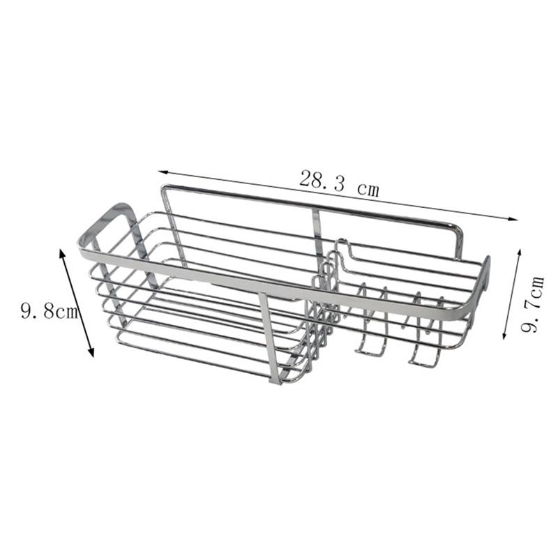 Klæbende badeværelse hylde arrangør bruser caddy køkken opbevaring rack vægmonteret ingen boring rustfri ståltråd kurv krog