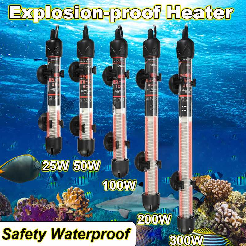 220V-240V Aquarium Submersible Fish Tank Heater Automatic Water Heater Constant Temperature Heating Rod 25W/50W/100W/200W/300W
