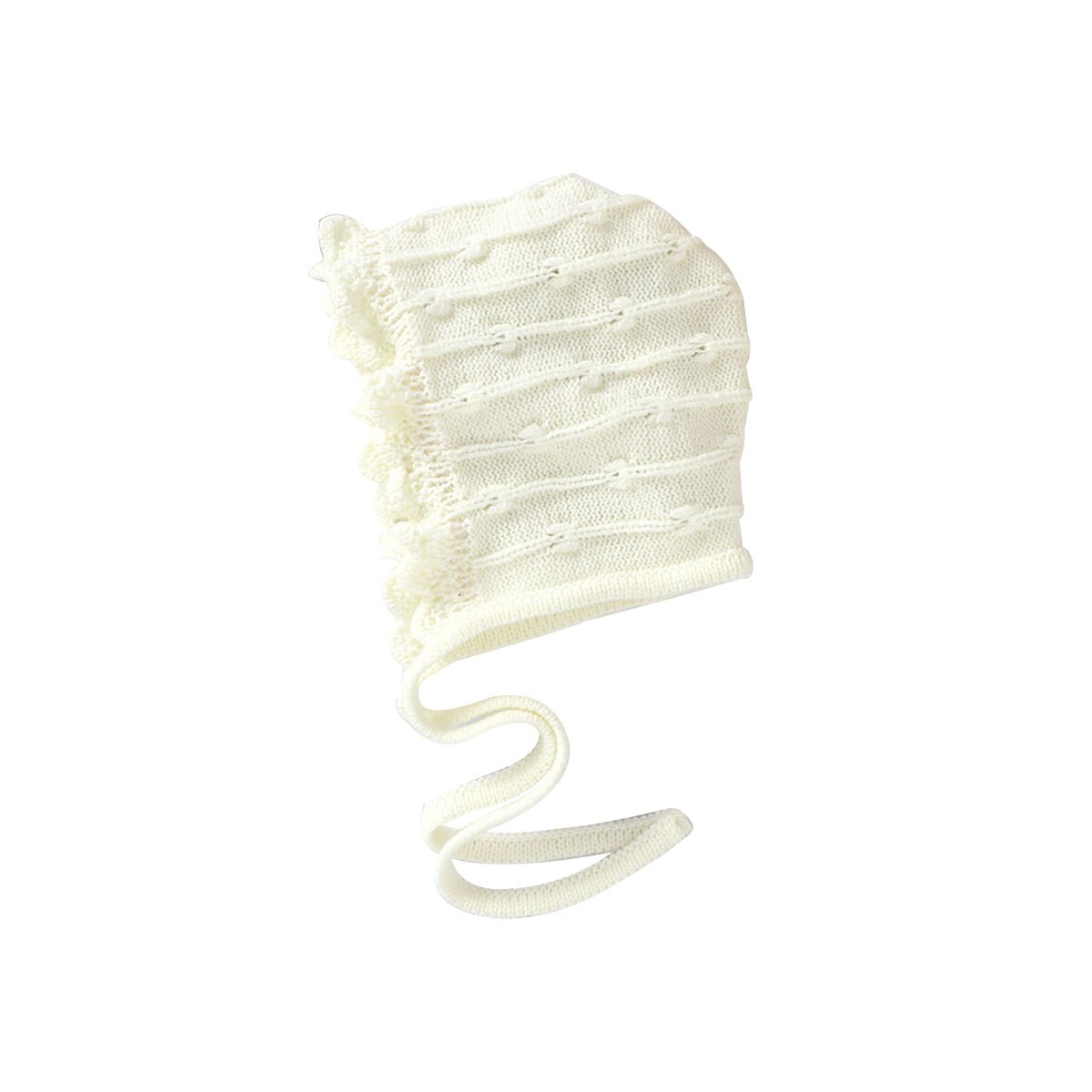 Infantile bébé tricot chapeau doux mignon Bonnet chapeau hiver baptême Bonnet avec mentonnière hiver casquettes accessoires: WHITE / 6M