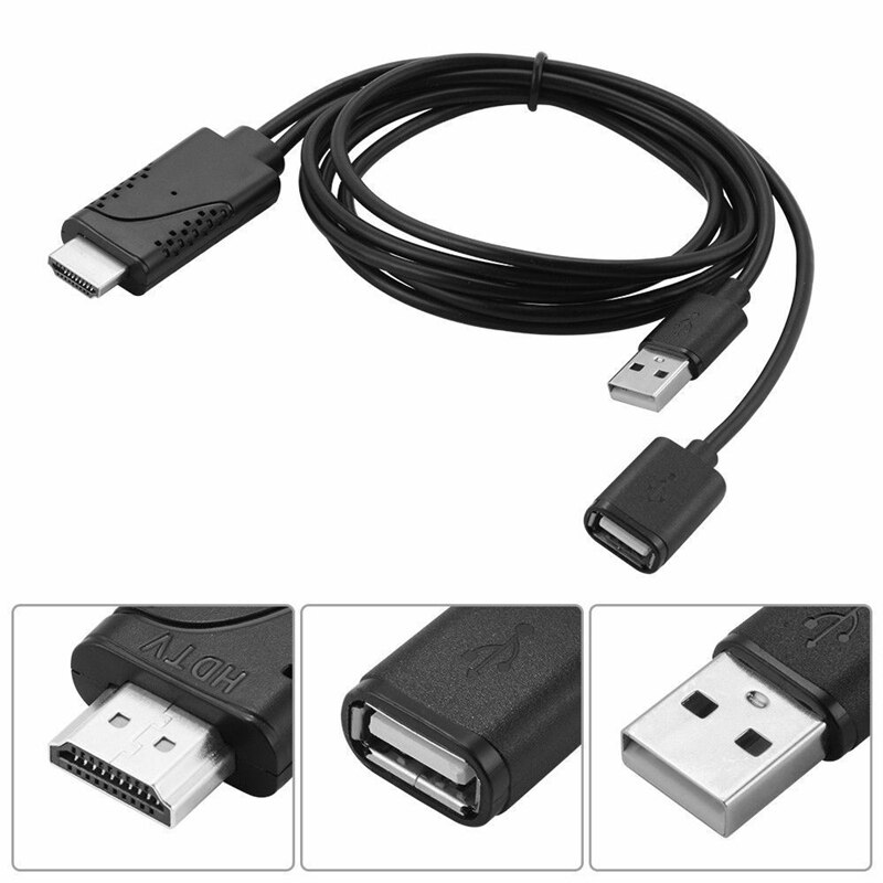 USB Female to HDMI Male HDTV Adapter Cable for iPhone 11 8 7 7Plus 6S 6Plus