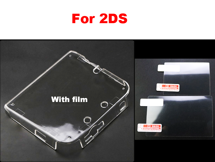 Étui de protection en cristal transparent, coque rigide pour 2DS + film anti-poussière pour Nintendo 2DS, protecteur d'écran, 1 pièce: Bleu