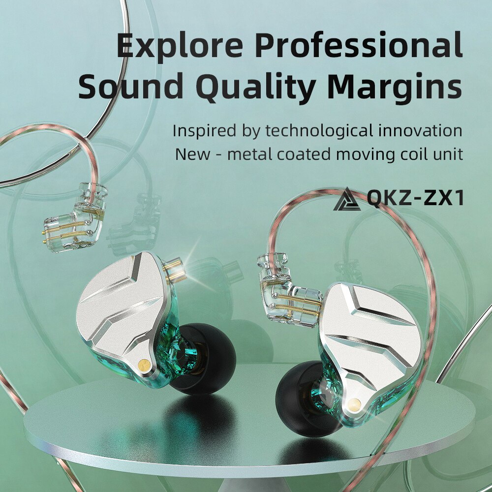 QKZ ZX1 Wired Headphones With Microphone HiFi Earphone Stereo Noise Cancelling Headset Bass Earbuds Sports Running Music Monitor