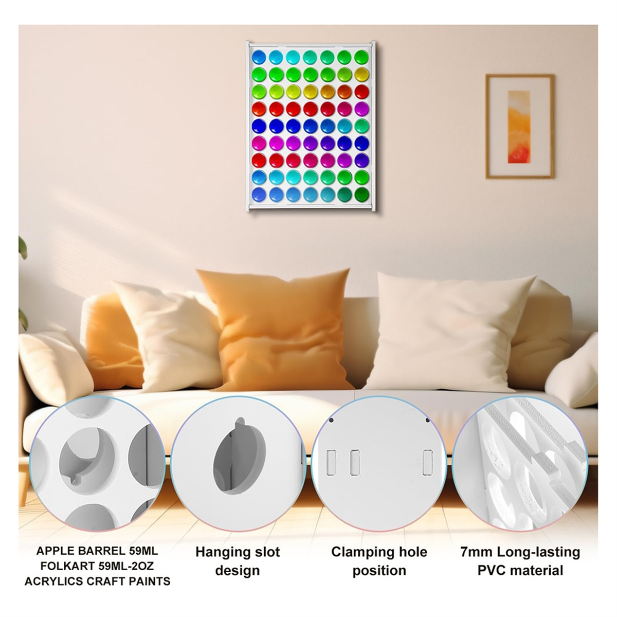 Organizer na farby, 63-otworowy organizer na farby akrylowe Przechowywanie farb rzemieślniczych Uchwyt na farbę Pionowy stojak na farby