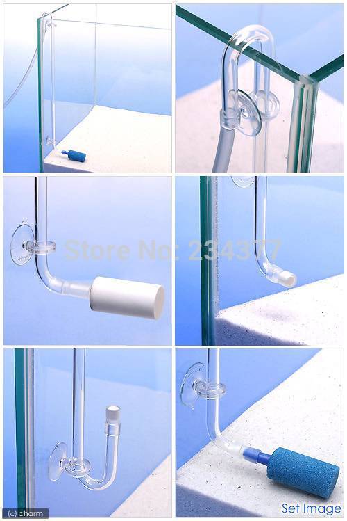 CO2 diffuser connector auarium hangen op bocht arcylic materiaal U vorm buis lucht steen pomp