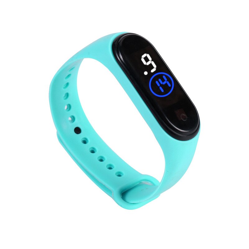 Hvidt blåt lys led sportsure børn gummirem digital børne ur til piger drenge girt relogio masculino herre relojes: Myntegrøn