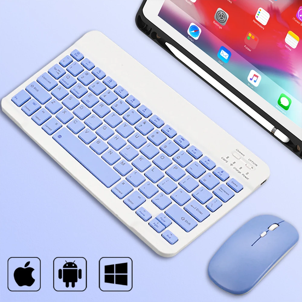 Mini souris Bluetooth sans fil 10 pouces BT clavier espagnol pour iPad 8 10e 9e génération téléphone tablette Portable pour Huawei Android