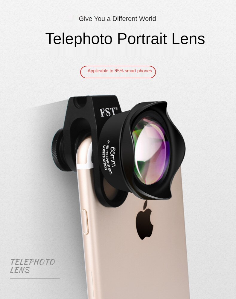 Smartphone 65Mm 4K Hd Portret Vaste Brandpuntsafstand Extension 2X Lens High-Definition Externe Mobiele Telefoon Lens optische Coating