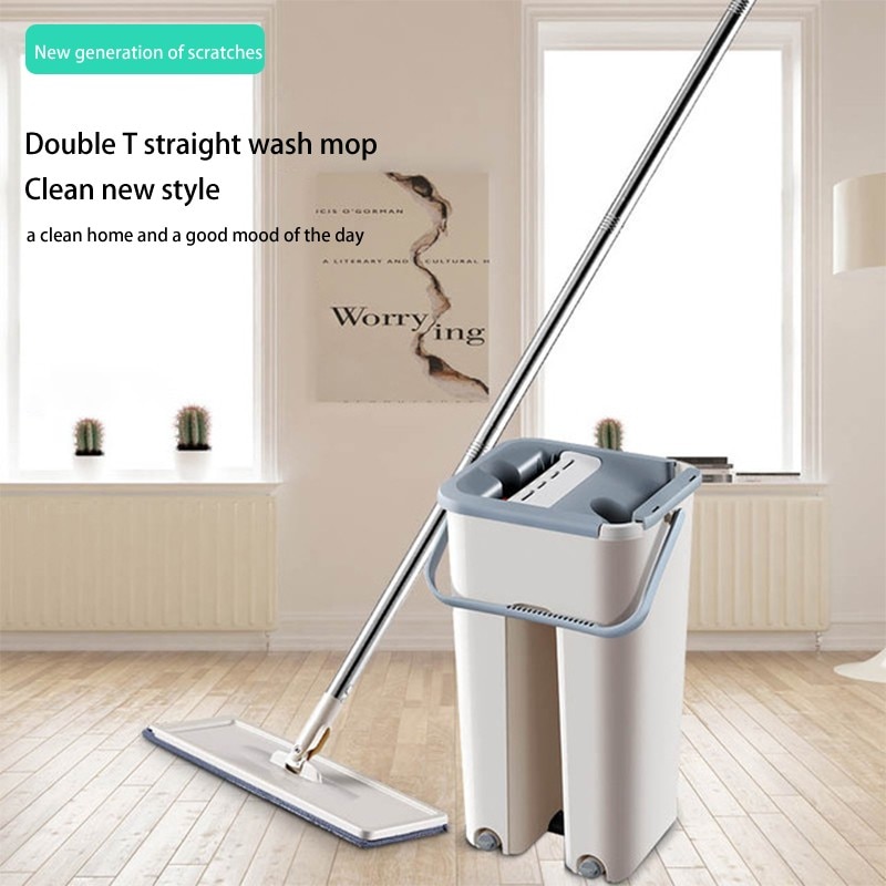 Nouvelle vadrouille magique automatique éviter le lavage des mains ultra-mince tissu de nettoyage des fibres maison cuisine plancher en bois paresseux collègues vadrouilles