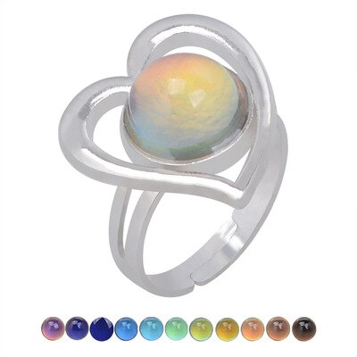 Hart Mood Kleur Veranderen Ringen Voor Vrouwen Zilveren Sieraden Passen Ring Vrouwelijke Bruiloft Belofte Ringen Dames Temperatuur Ring: 040