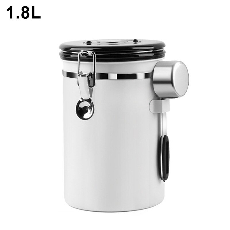 Stainless Steel Airtight Coffee Container Storage Canister Set Coffee jar Canister With Scoop For Coffee Beans Tea 1.5L: 1800m1 with spoon