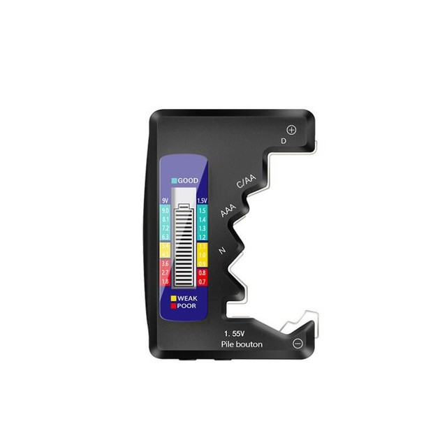 Digital Battery Tester LCD Bar Graph Display Capacity ABS Portable Home Batteries Meter Tool Inspection Electrical Instruments: black