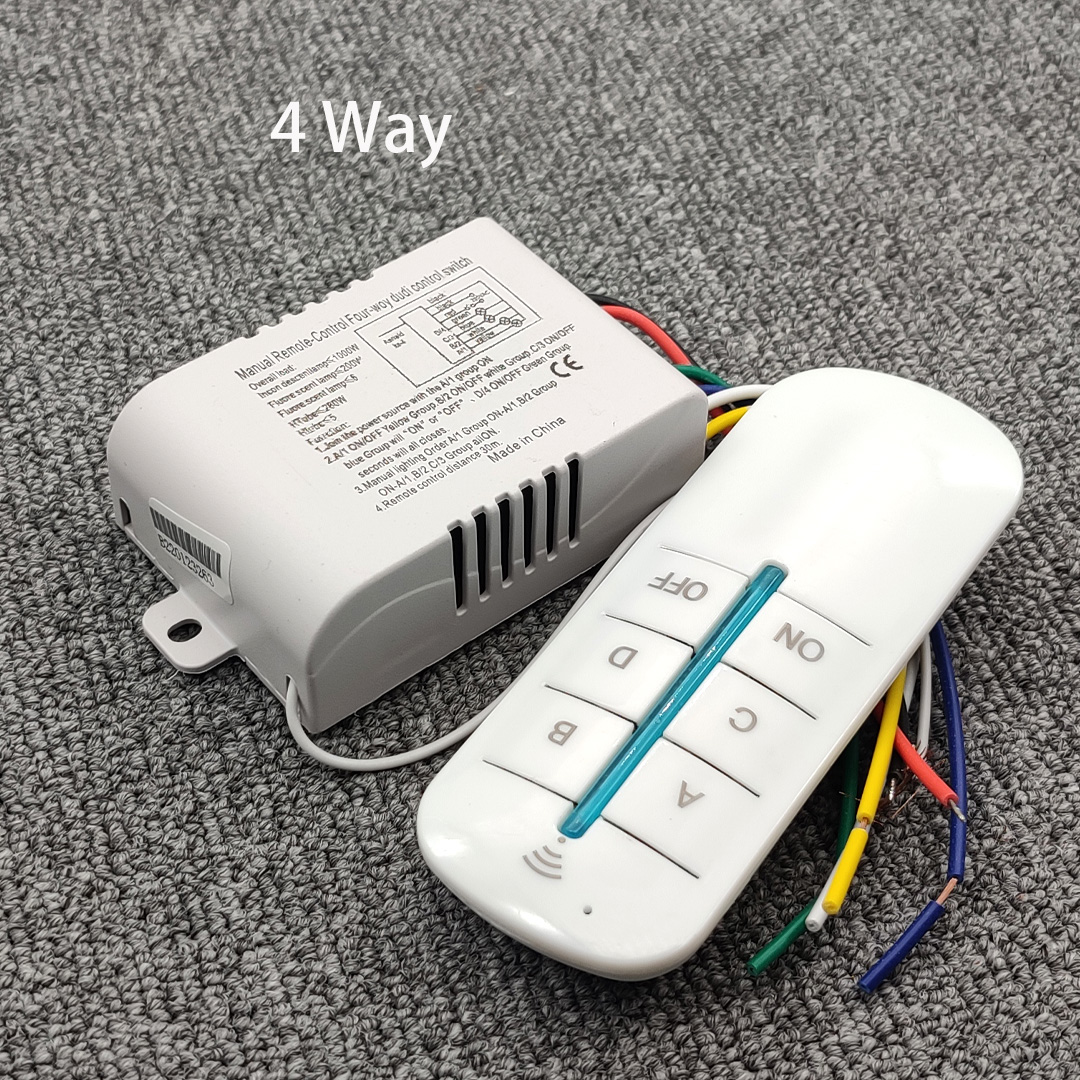 Interruptor de Control remoto de 4 vías, lámpara de cuatro vías, 220V, Control remoto inalámbrico, interruptor de iluminación, cuatro grupos de controladores: Default Title