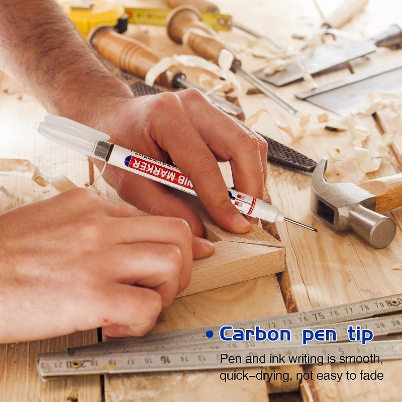 6pcs 20MM Red/Black/Blue/White/Green Ink Long Head Markers Bathroom Woodworking Decoration Multi-purpose Deep Hole Marker Pens