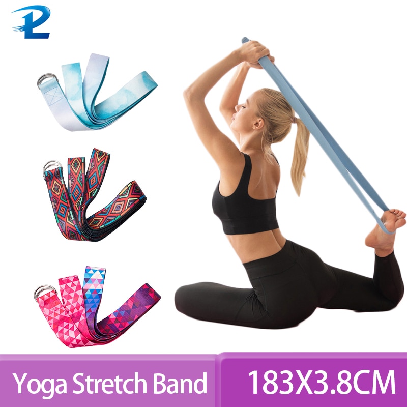 Yoga strækbånd flerfarvet d-ringrem hjemme gymnastik yoga sports træning reb modstandsbånd
