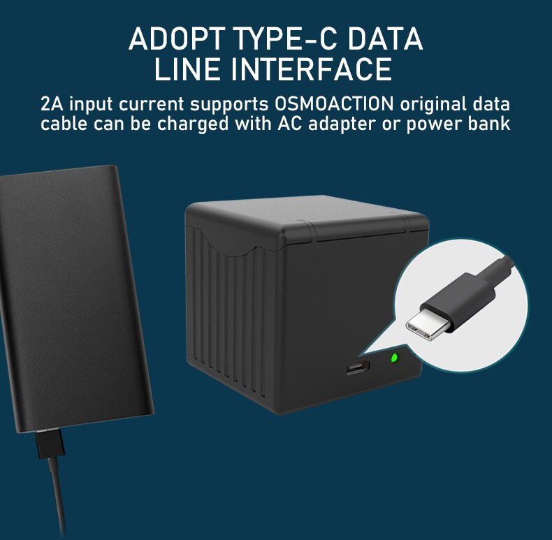 Camera Batterij Oplader Voor Dji Osmo Actie Camera Drie-Kanaals Opslag Charing Doos Usb Charger Camera Batterij Accessoires